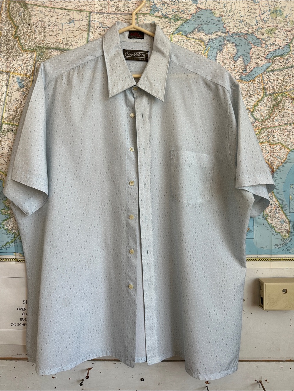 Vintage Sears Light Blue Short-Sleeve Button-Up Shirt